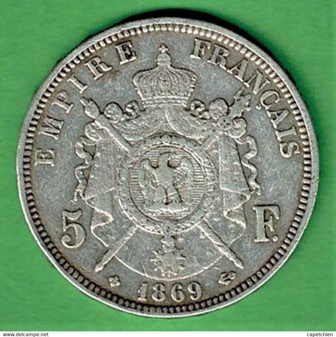 NAPOLEON III / 5 FRANCS / 1869 STRASBOURG / PETIT BB  / ARGENT 24.76 G - 5 Francs