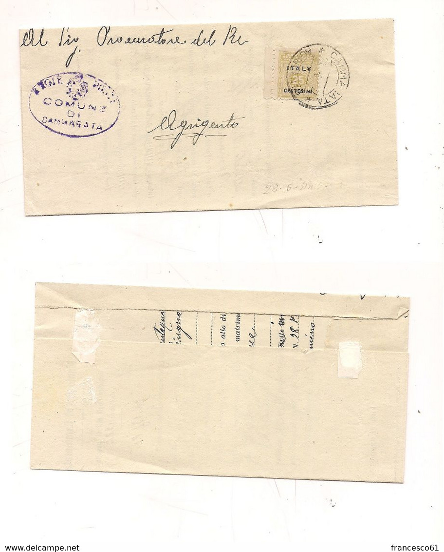 G304 OCCUPAZIONI STRANIERE SICILIA AMGOT £25 Bordo Foglio 1944 CAMMARATA Agrigento - Britisch-am. Bes. Neapel