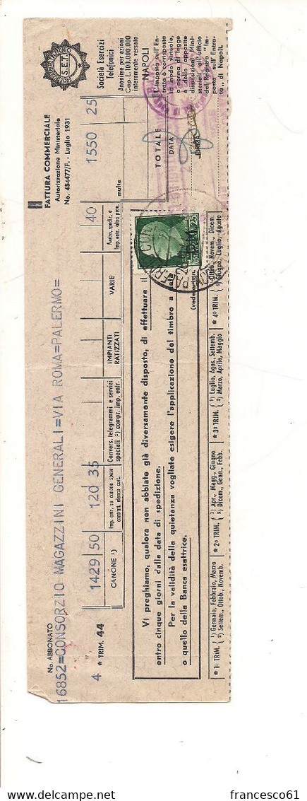 G306 OCCUPAZIONI STRANIERE SICILIA PM Imperiale £25 Isolato 1944 Fattura Commerciale - Anglo-Amerik. Bez.: Naples