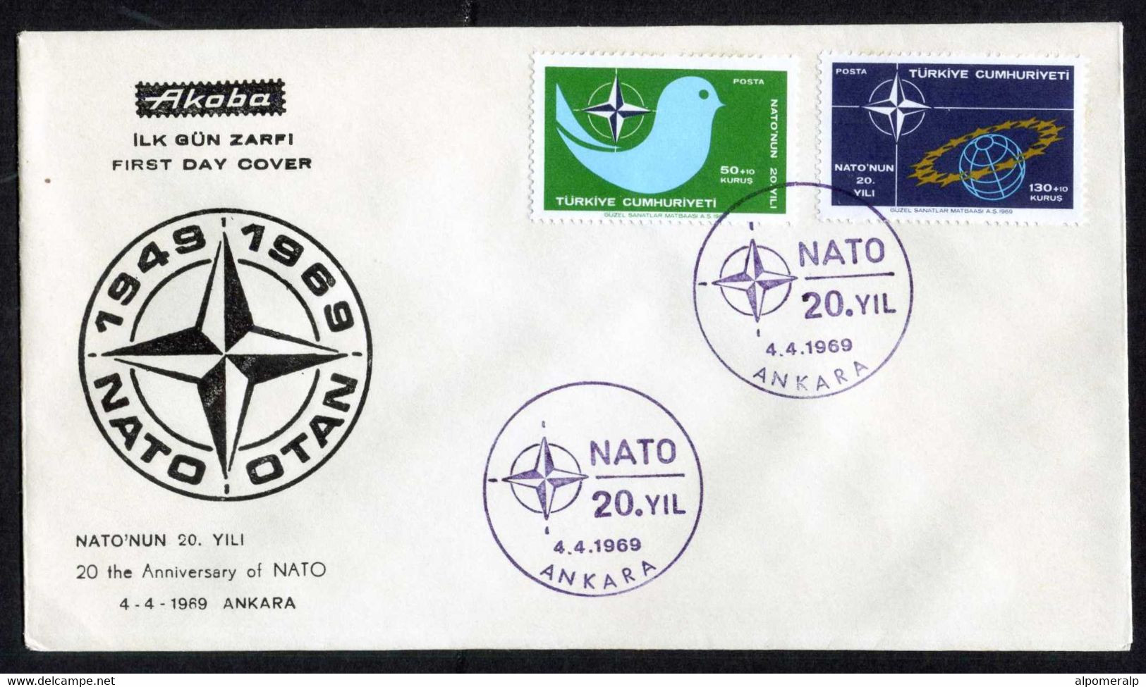 Türkiye 1969 20th Anniversary Of NATO Mi 2120-2121 FDC - Cartas & Documentos