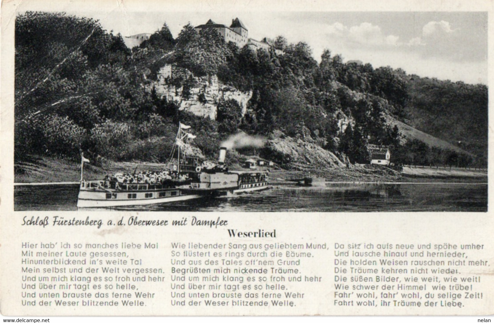 SCHLOSS FURSTENBERG OBERWESER MIT DAMPFLER - REAL PHOTO - F.P. - Fürstenberg