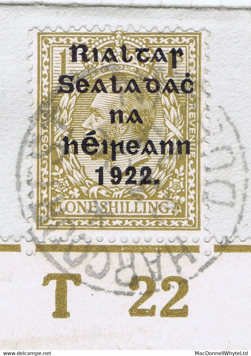 Ireland 1922 (Dec) Thom Rialtas Wide Ovpt On 1s Control T22 Imperf Used On Registered Cover To England 1923 - Covers & Documents