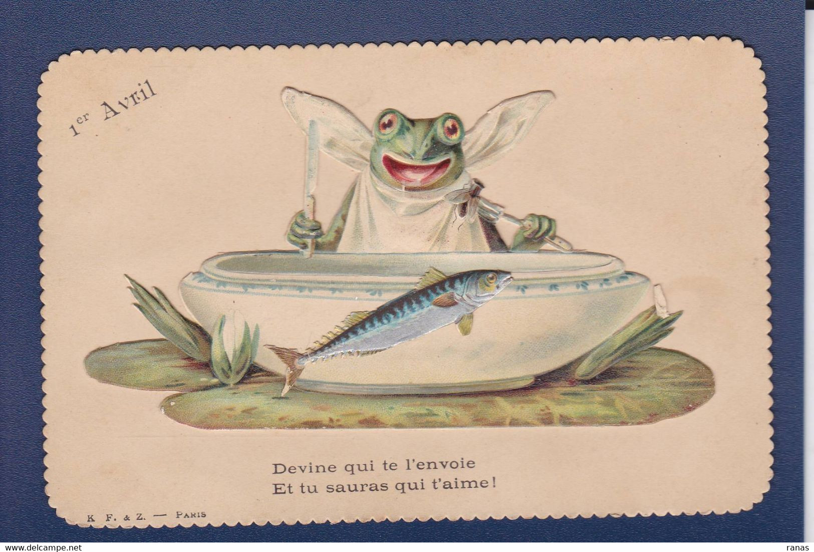 CPA Grenouille Frog Surréalisme Premier Avril écrite Ajoutis - Fish & Shellfish