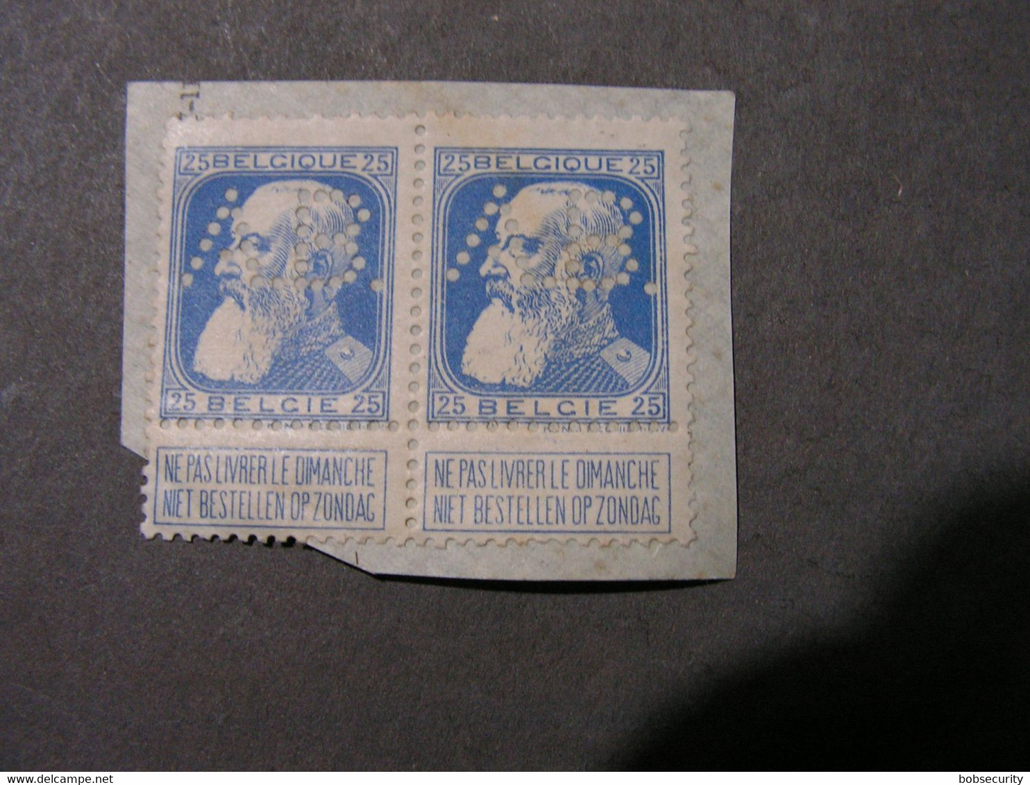 Belgien , 76 Pair  (*)   Briefstück    Perfin  AB - 1905 Thick Beard