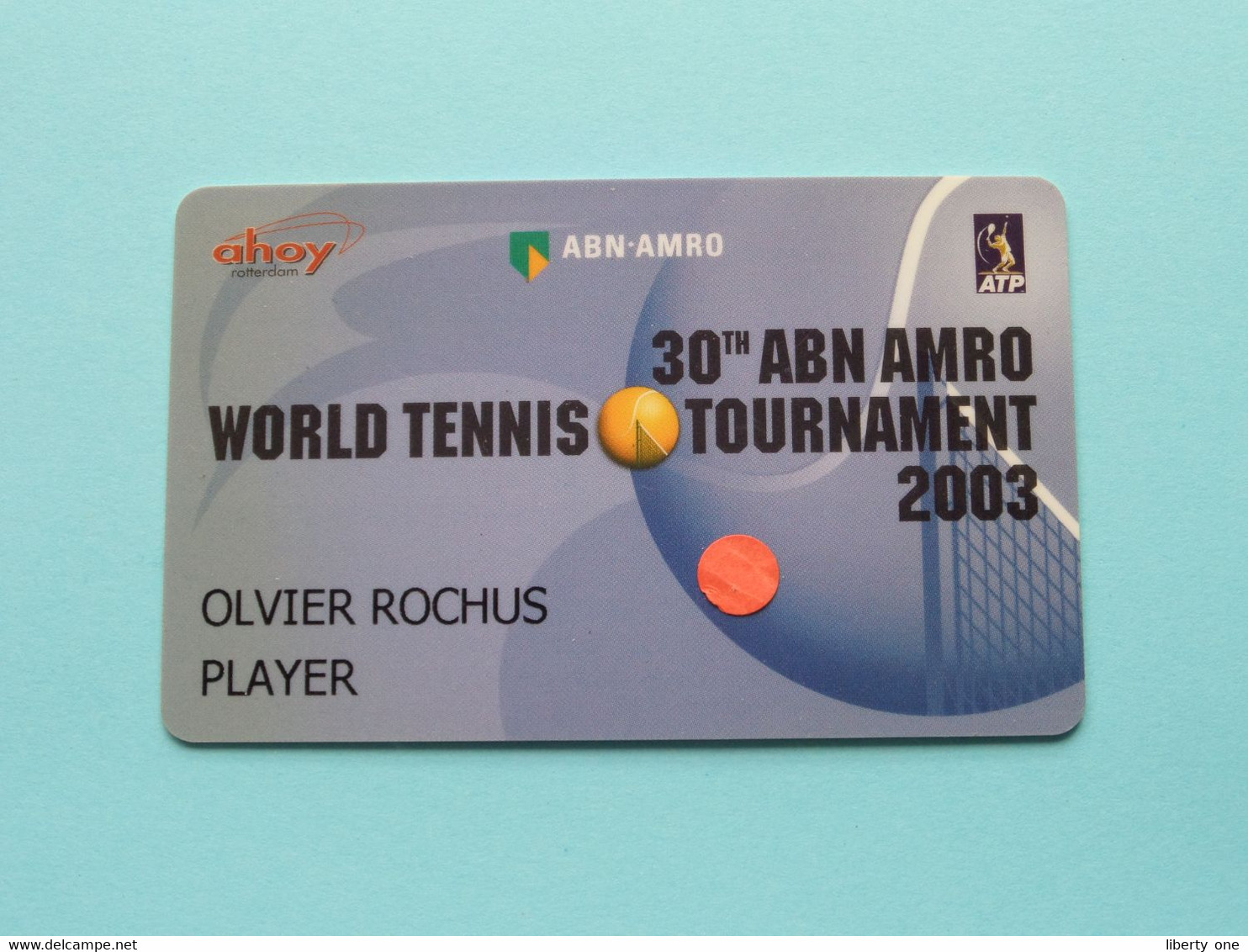 30th ABN AMRO World Tennis Tournament 2003 - Player OLIVIER ROCHUS Belgium / Competitor CARD ( See Scan ) NO Lanyard ! - Andere & Zonder Classificatie