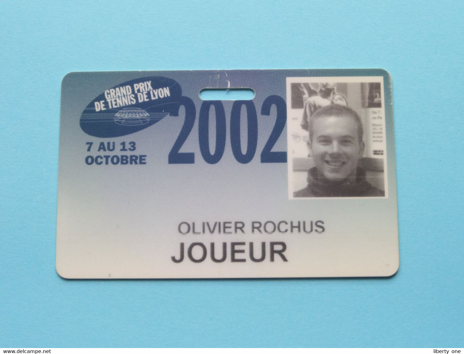 Grand Prix De Tennis De LYON (FR) 2002 - Player OLIVIER ROCHUS Belgium / Competitor CARD ( See Scan ) NO Lanyard ! - Sonstige & Ohne Zuordnung