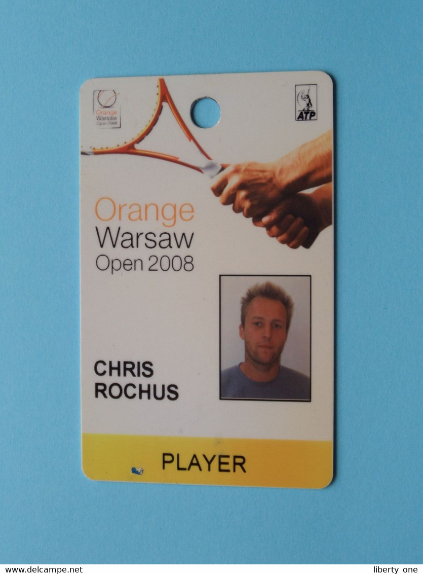 ORANGE WARSAW Open 2008 - Player CHRISTOPHE ROCHUS Belgium / Competitor CARD ( See Scan ) NO Lanyard ! - Autres & Non Classés