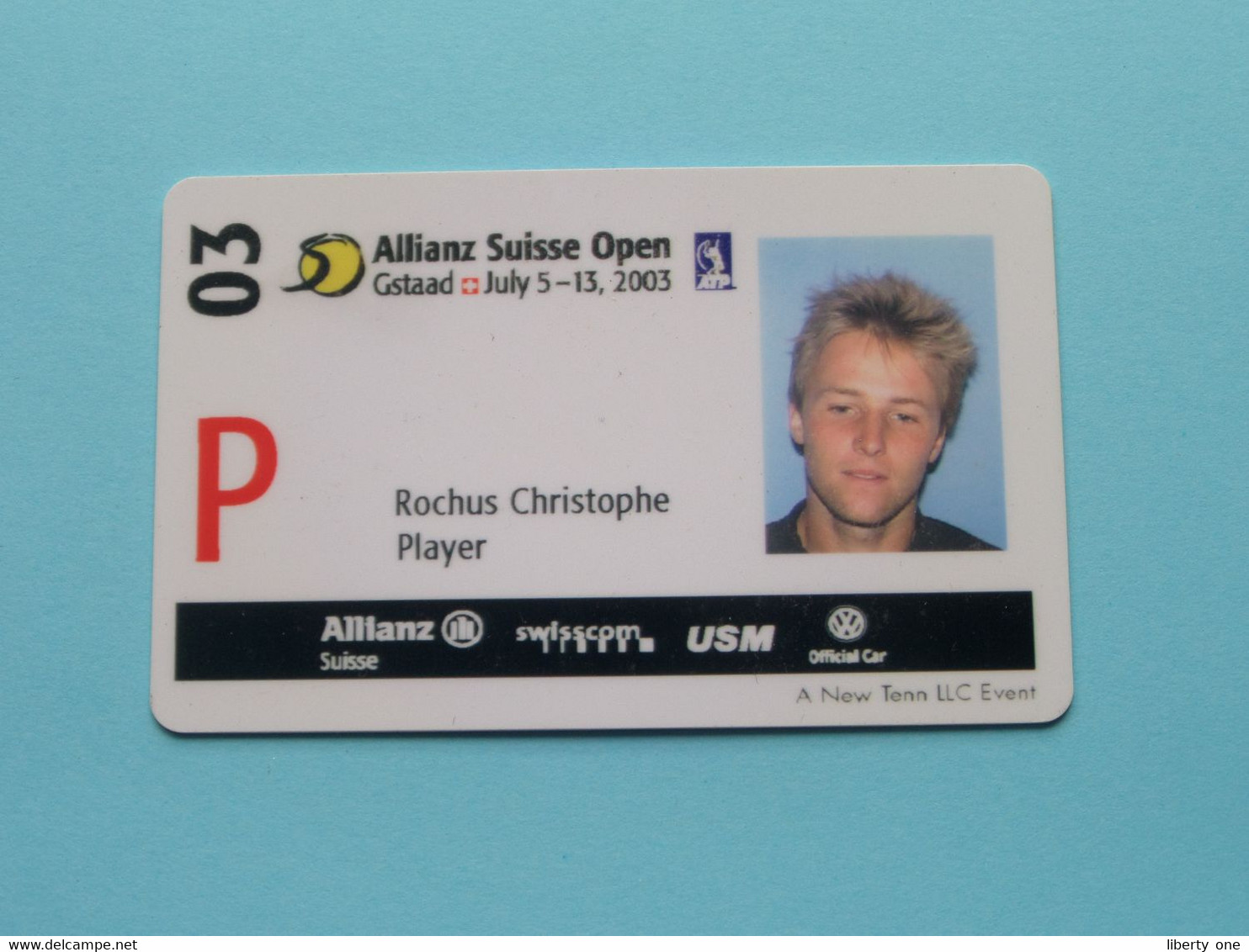 ALLIANZ SWISS Open 2003 - Player CHRISTOPHE ROCHUS Belgium / Competitor CARD ( See Scan ) NO Lanyard ! - Other & Unclassified