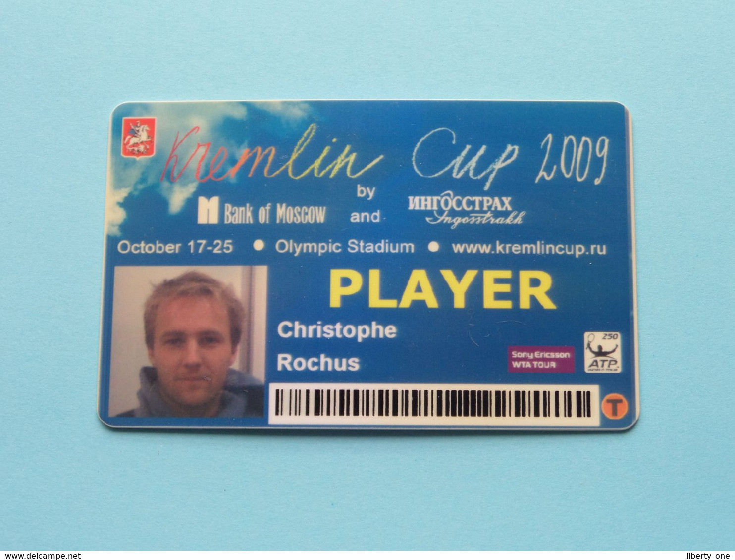 KREMLIN CUP 2009 - Player CHRISTOPHE ROCHUS Belgium / Competitor CARD ( See Scan ) NO Lanyard ! - Autres & Non Classés