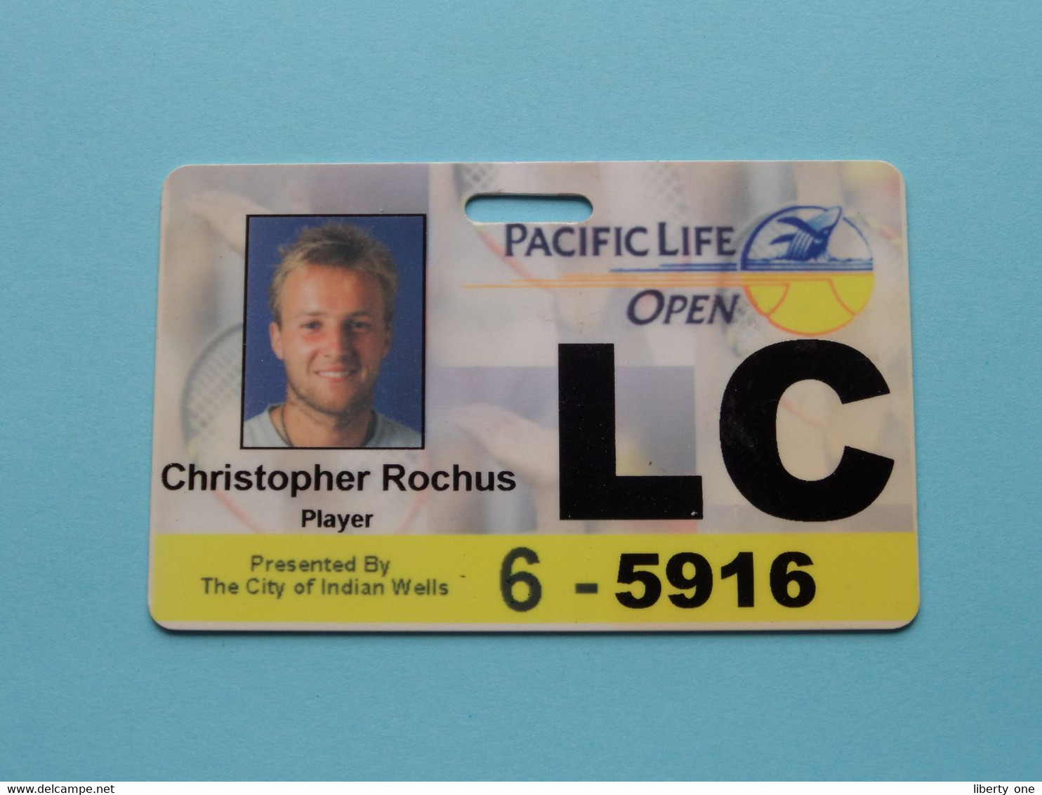 PACIFIC LIFE OPEN LC (6-5916) Indian Wells - Player CHRISTOPHE ROCHUS Belgium / Competitor CARD ( See Scan ) NO Lanyard - Autres & Non Classés