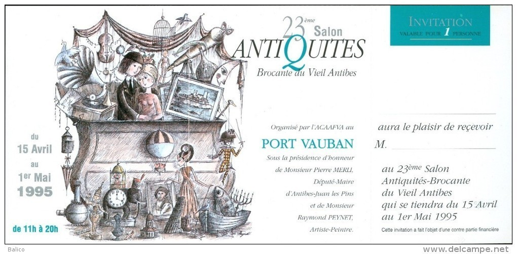 Peynet - Invitation Salon D'Antibes 1995 - Peynet