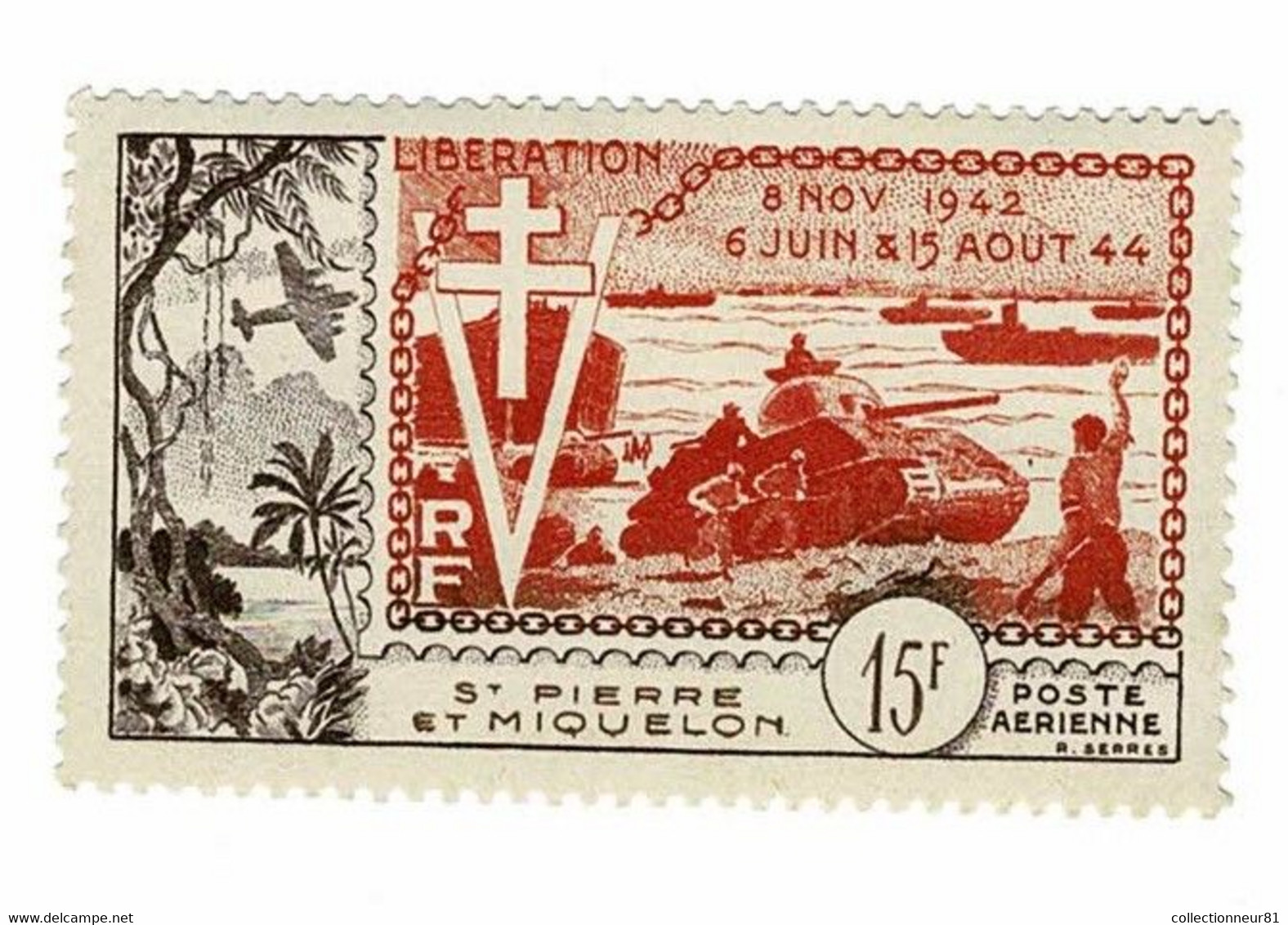 ST PIERRE ET MIQUELON A N°22 ** COTE Cote Yvert 28€ - 1946 Anniversaire De La Victoire