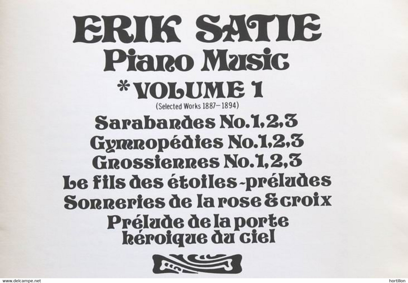 Livre Partition Recueil Vintage Sheet Music ERIK SATIE Piano Music Vol. 1 Piano Salabert - S-U