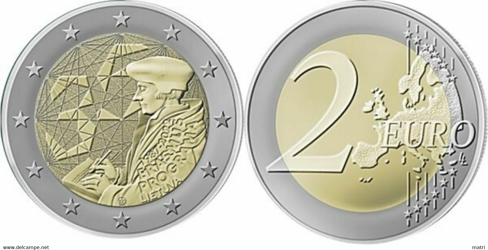 Lithuania 2 Euro 2022 Erasmus UNC - Lituanie