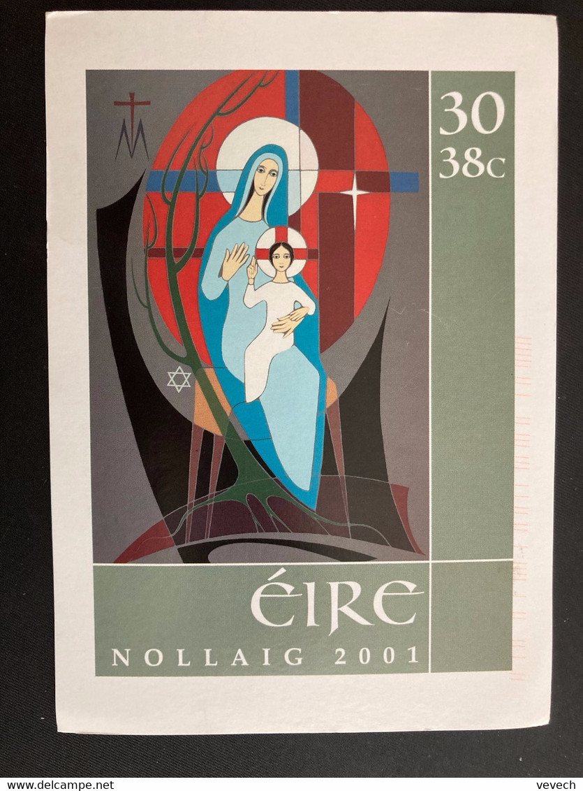 CP EP VIERGE ET L'ENFANT 38c NOLLAIG 2001 OBL. 5 XI 2001 Pour La FRANCE - Cartas & Documentos