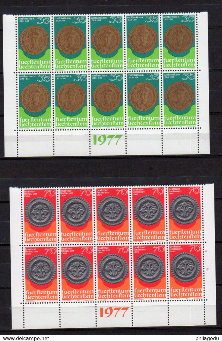 Liechtenstein 1977, Monnaies  Müntzen, Coins,10 X  Yv. 614 / 620** En Bloc, Cote 70 € - Nuovi