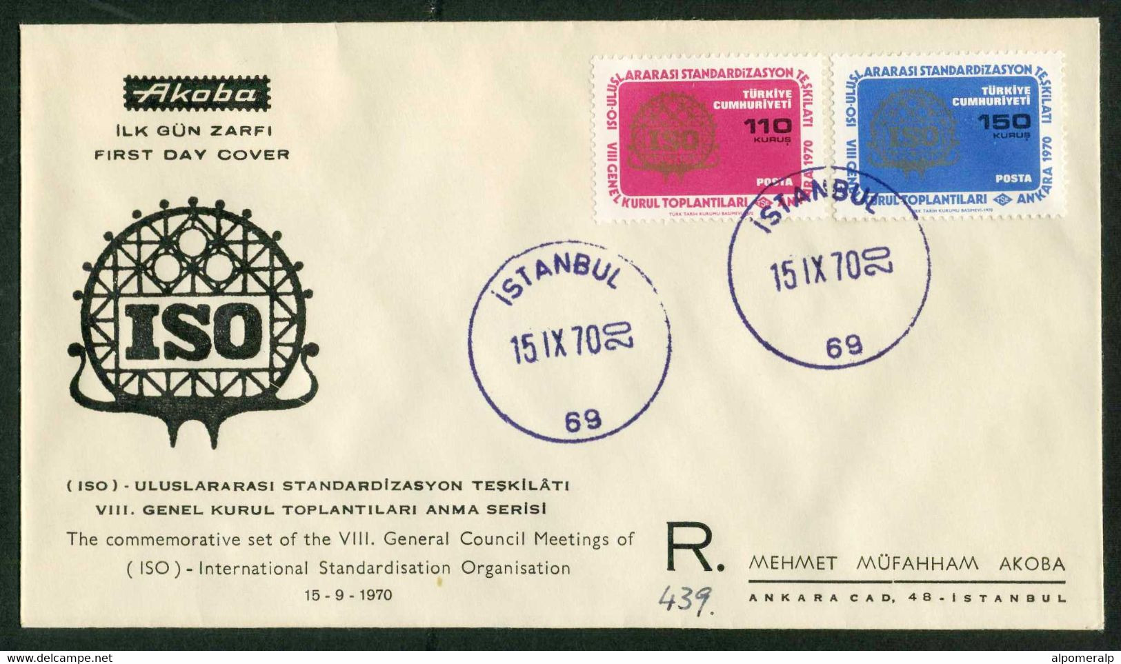 Türkiye 1970 ISO, 8th General Council Meeting, I.S.O. Conference Mi 2194-2195 FDC - Storia Postale