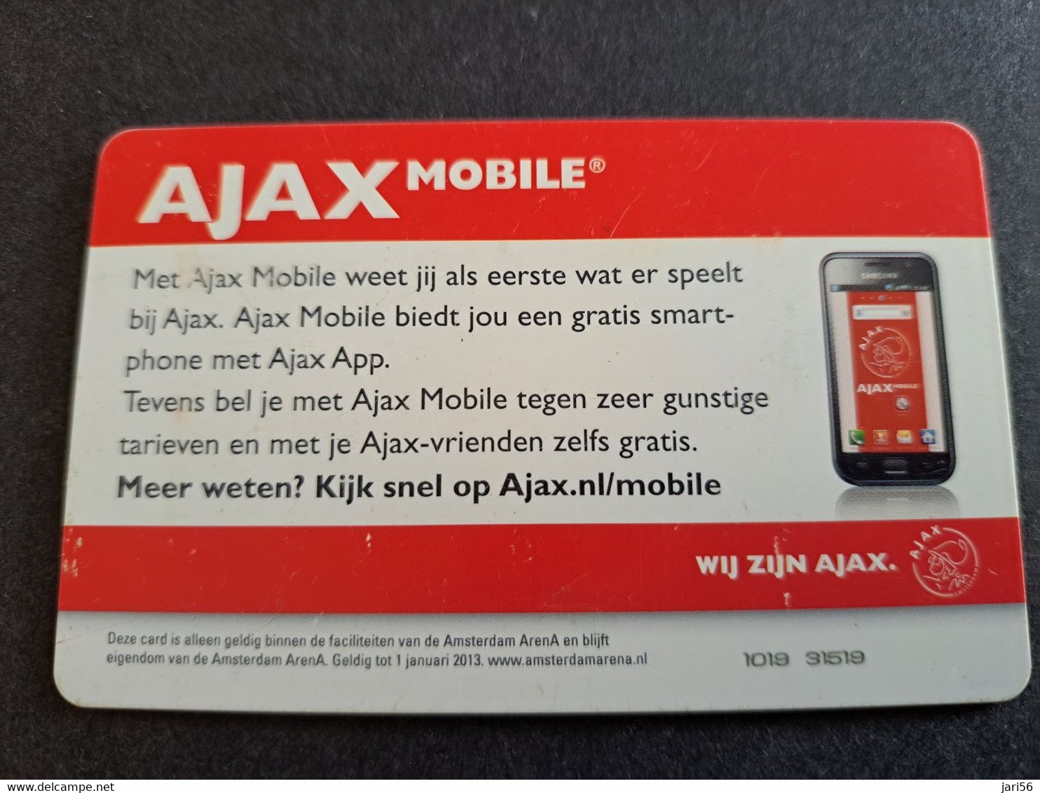 NETHERLANDS  ARENA CARD FOOTBAL/SOCCER  AJAX AMSTERDAM    €20,- USED CARD  ** 10372** - Publiques