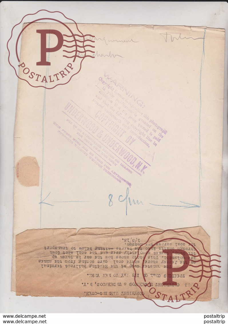 ETAT SEE SCAN SPEEDING COAL ITS WAY TO NEW YORK READING RAILROAD JERSEY SHORE MINE 26*20CM Fonds Victor FORBIN 1864-1947 - Trains