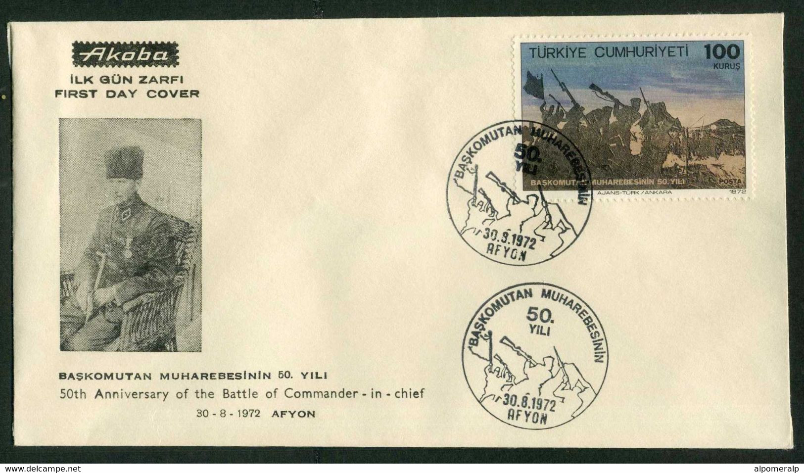 Türkiye 1972 Battle Of Commander-in-Chief, 50th Anniv | Fight Scene Mi 2266 FDC - Briefe U. Dokumente