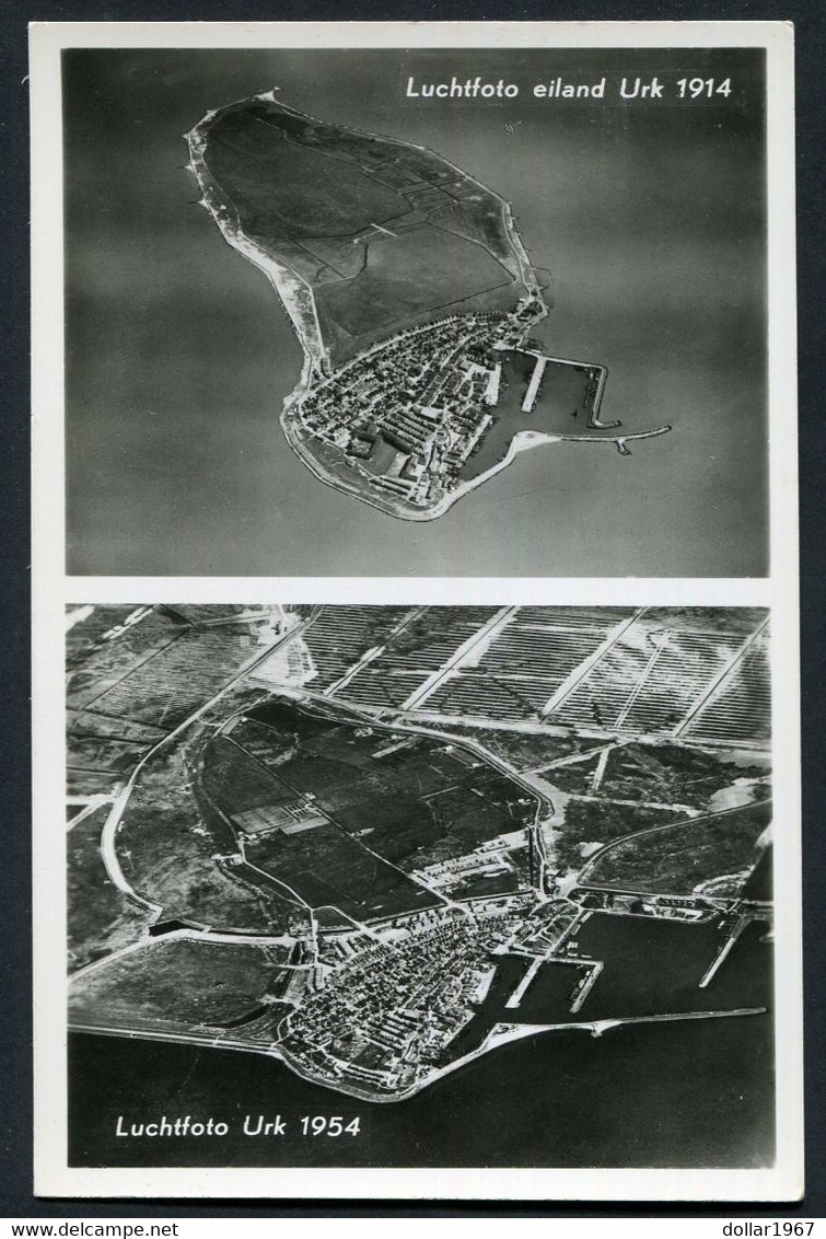 Luchtfoto Eiland Urk 1914 , Luchtfoto Urk 1954 - NOT  Used - Scans For Condition .(Originalscan !!) - Urk