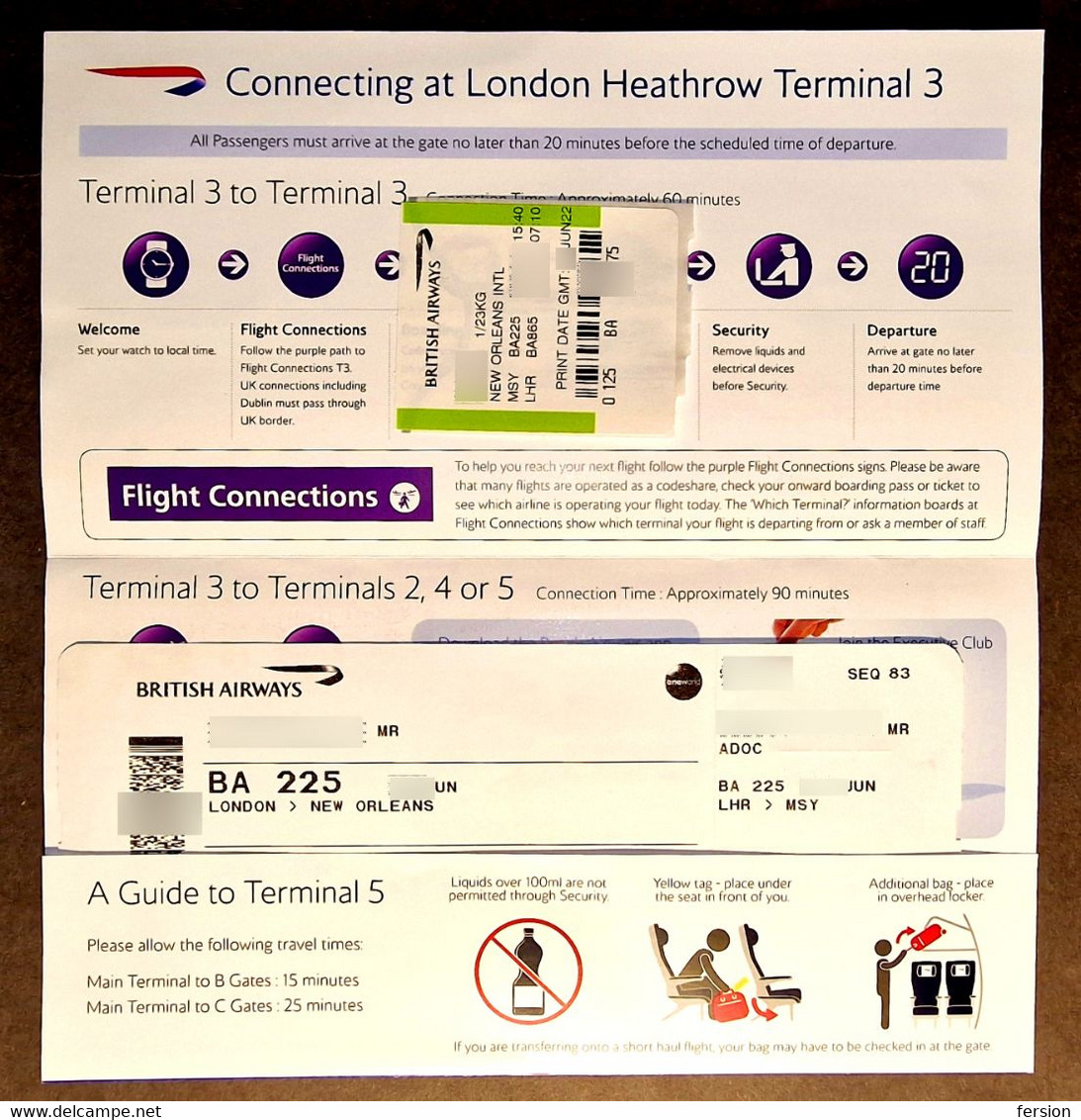 ONEWORLD  2022 British Airways AIRPLANE Boarding Pass USA BRITAIN London New Orleans LHR MSY QR Code HEATHROW  COVER - Tarjetas De Embarque