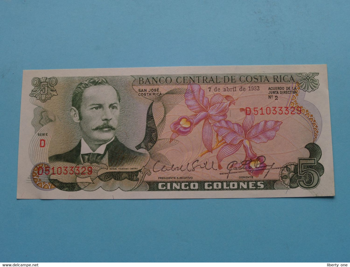 5 (Cinco) Colones > 7 De Abril De 1983 ( Serie D - 51033329 ) Banco Central De COSTA RICA ( Voir / See > Scans ) UNC ! - Costa Rica