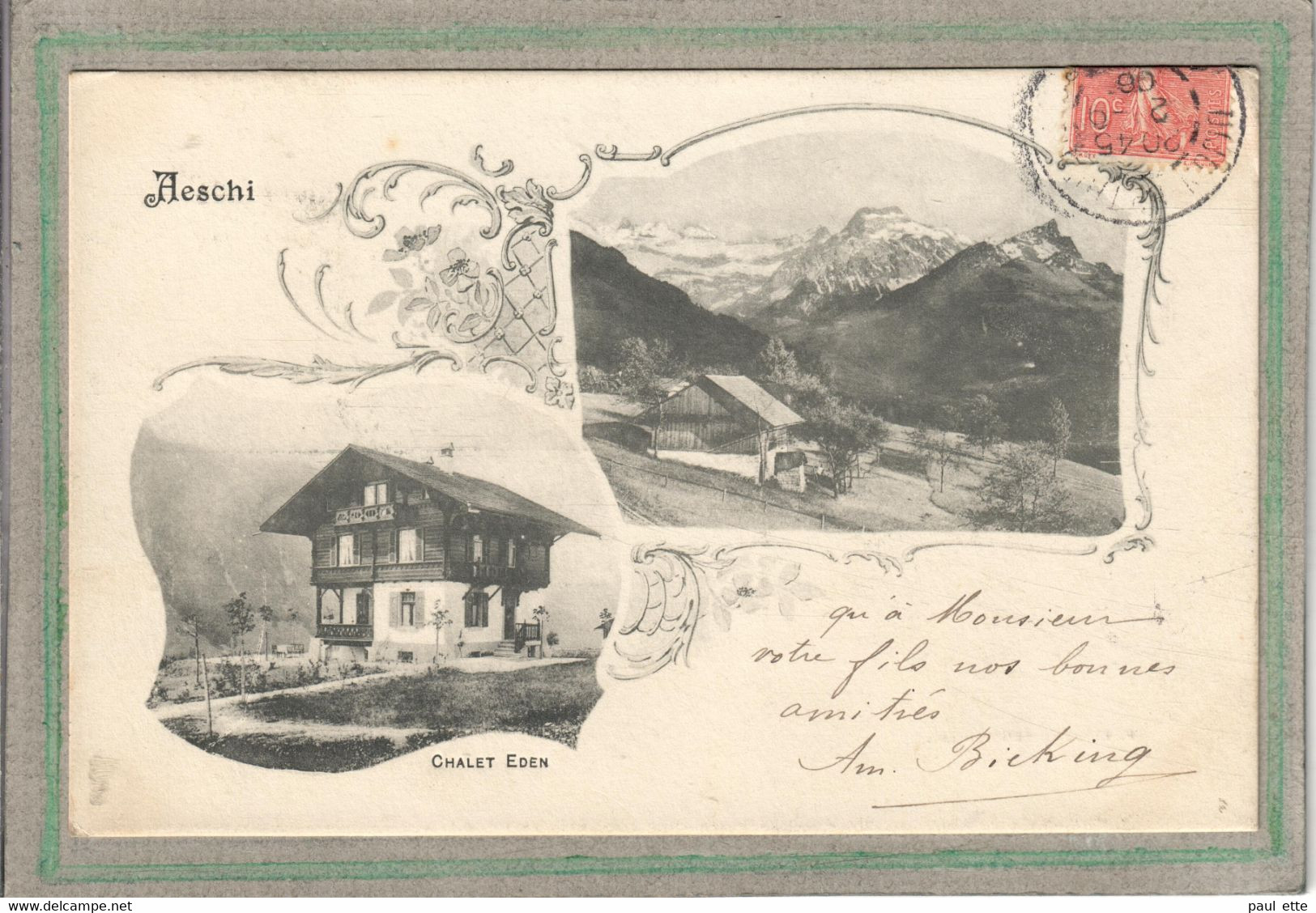 CPA - (Suisse-BE Berne) - AESCHI - Carte Type Gruss Multivues De 1906 - Chalet Eden - Aeschi Bei Spiez