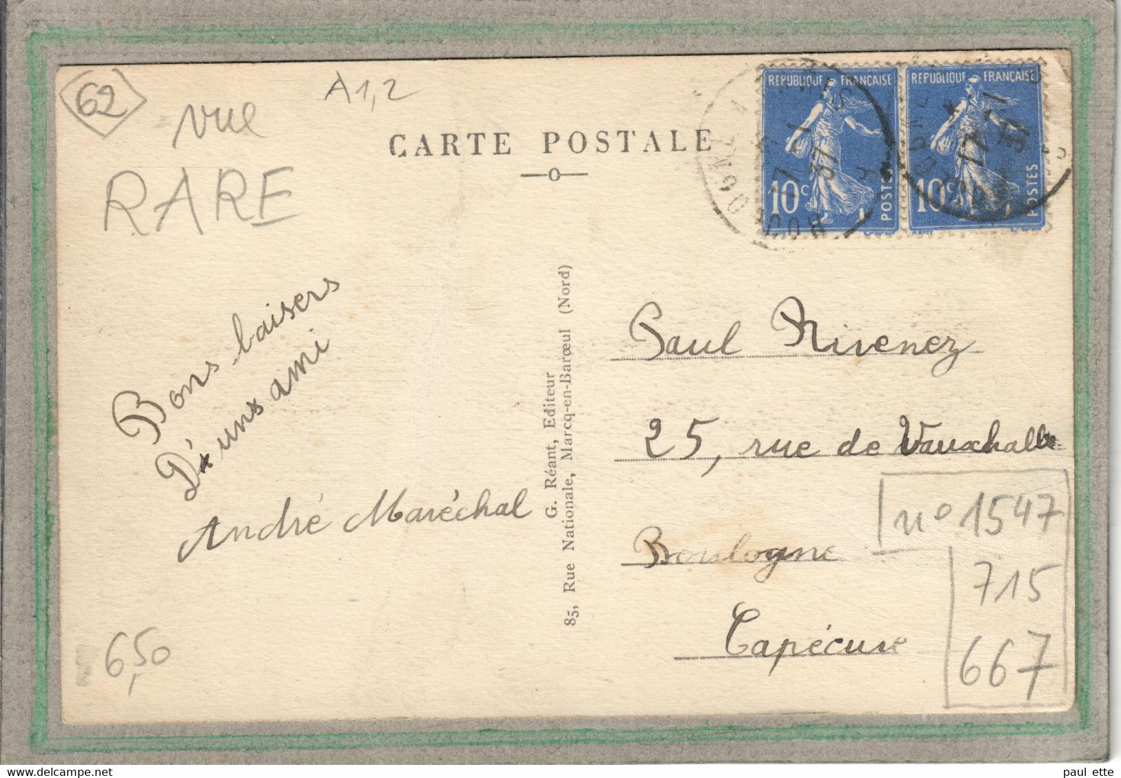 CPA - (62) MARQUISE - RINXENT - Aspect De La Gare En 1937 - Marquise