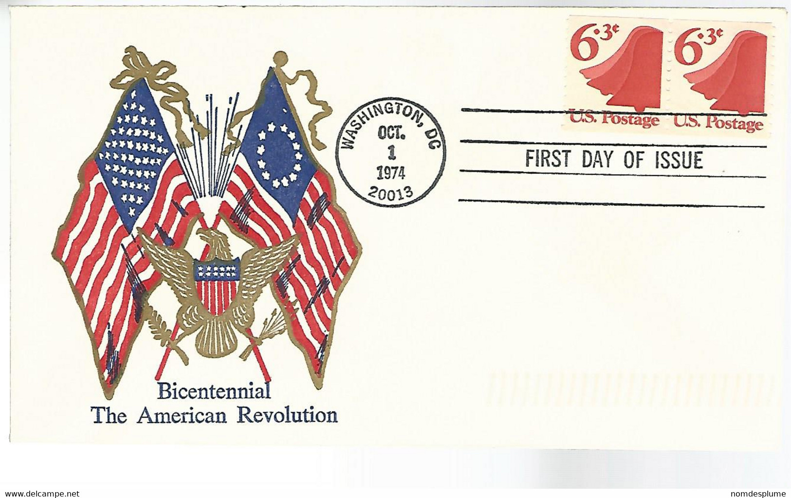 50949 ) USA Coil On Cover Washington DC Postmark First Day Issue  01  October  1974 - Francobolli In Bobina