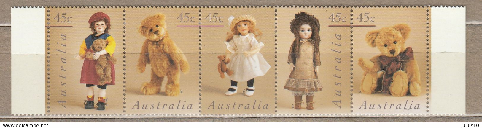 AUSTRALIA 1997 Dolls Strip MNH(**) Mi 1636-1640 #33482 - Muñecas