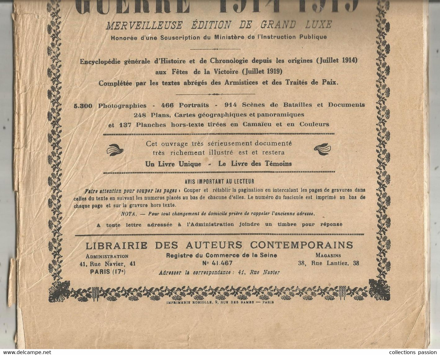 Publication Mensuelle , LE PANORAMA DE LA GUERRE 1914-1919 , N° 6, Frais Fr 4.95 E - 1900 - 1949