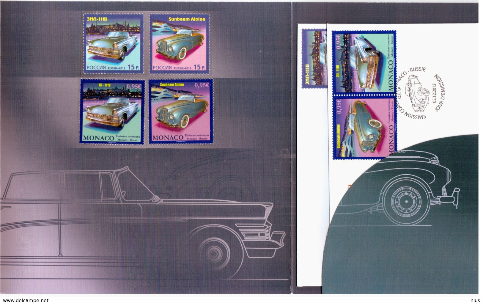 Monaco-Russia 2013 Joint Issue, History Of Motor Industry, Stamps & 3x FDC's - FDC