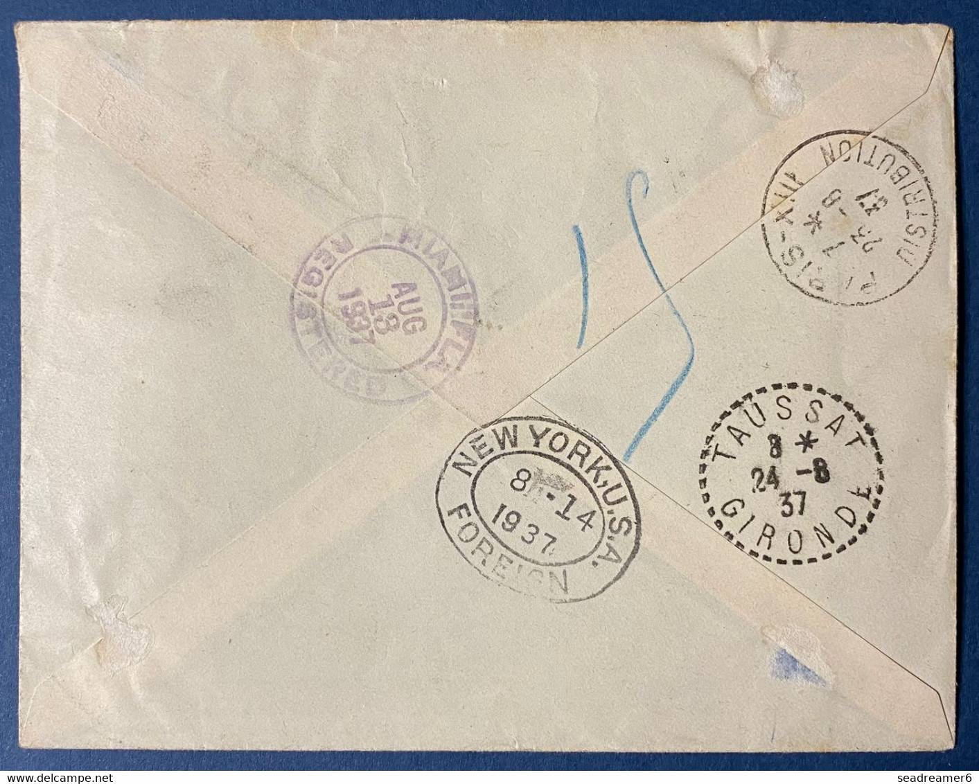 Guadeloupe Lettre Recommandée 1er Courrier Aérien Guadeloupe-Amerique Du Sud Et Europe Aout 1937 - Brieven En Documenten