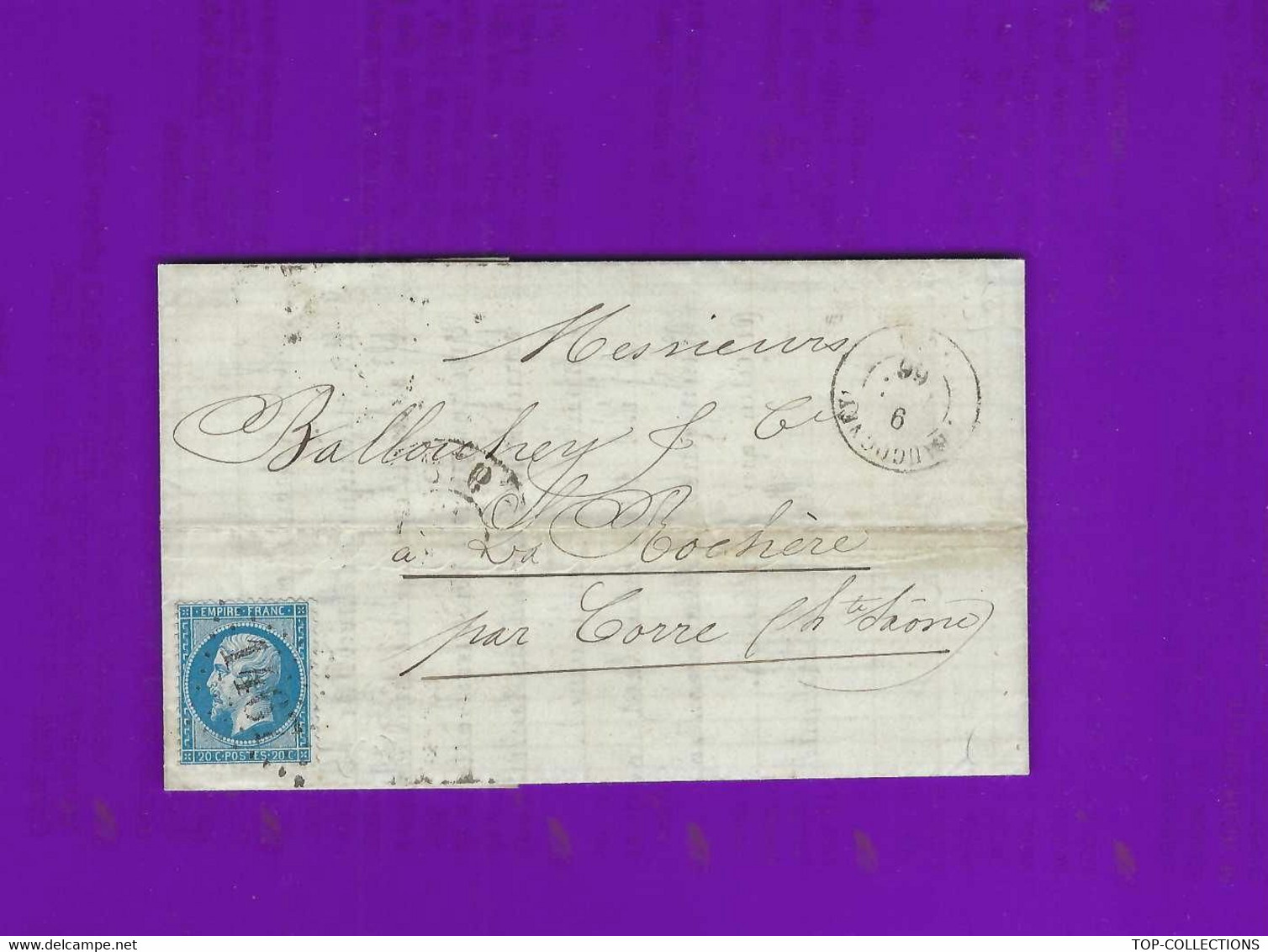 LAC 1866 Forges Corravillers Près FAUCOGNEY à CORRE Marque Losange GC 1467 Pour Verreries La Rochère  Haute Saone V.HIST - 1800 – 1899