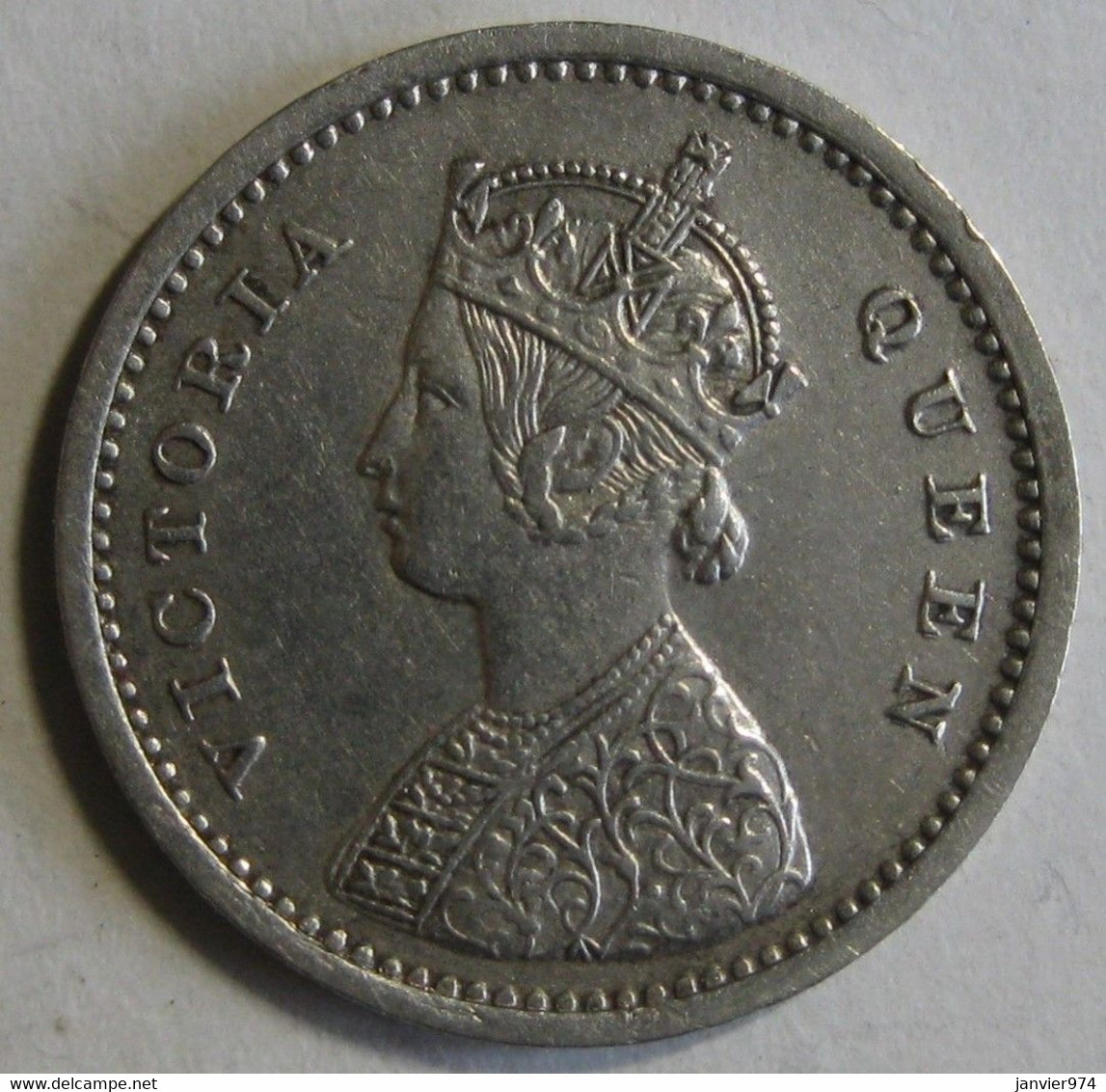India-British 2 Annas 1874 , Victoria , Argent , KM# 469, SUP/XF - Inde