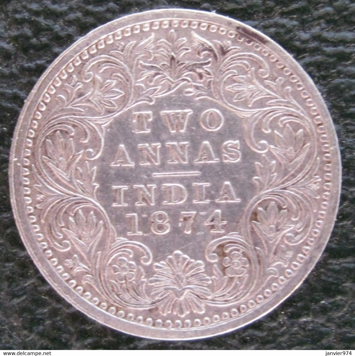 India-British 2 Annas 1874 , Victoria , Argent , KM# 469, SUP/XF - Inde