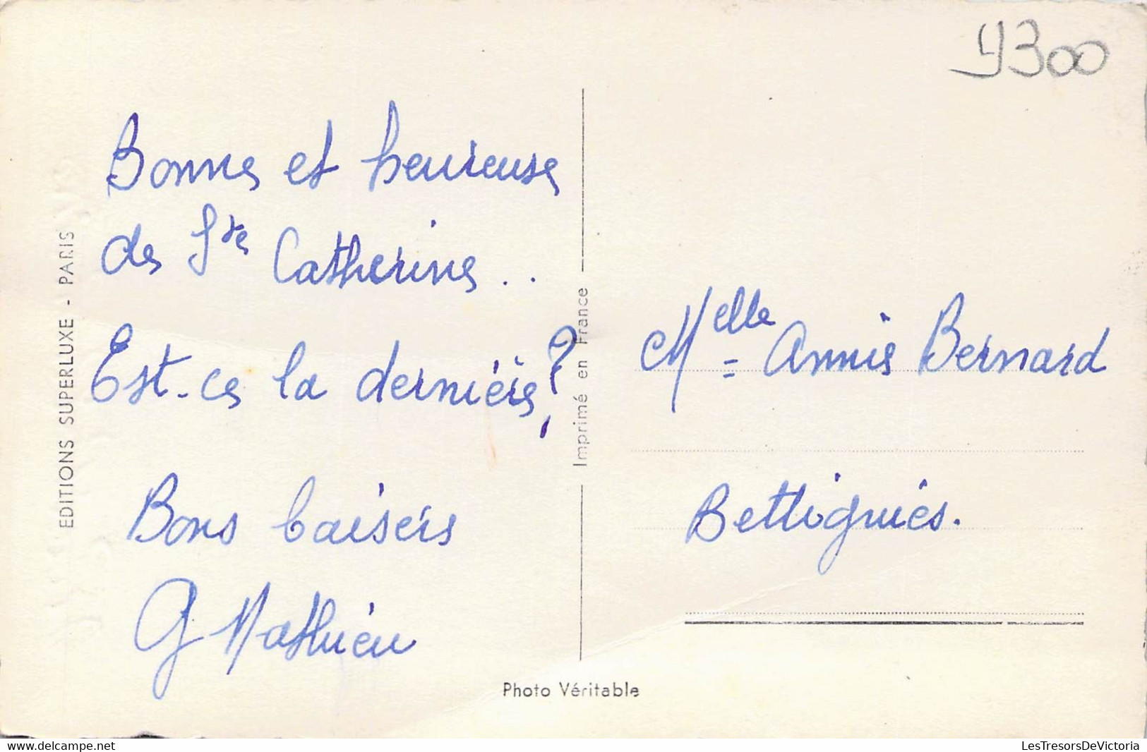 CPA  - FANTAISIE - SAINTE CATHERINE - FEMME AVEC BOUQUET DE FLEURS - SOURIRE - COLORISEE - Santa Caterina