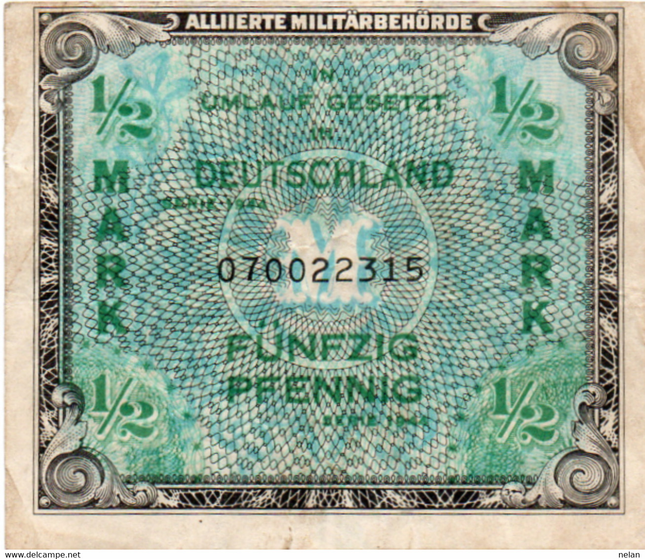 GERMANY- 1/2 PFENNIG 1944 P- Wor:P-191a, Ros:R-200a VF - 1/2 Mark