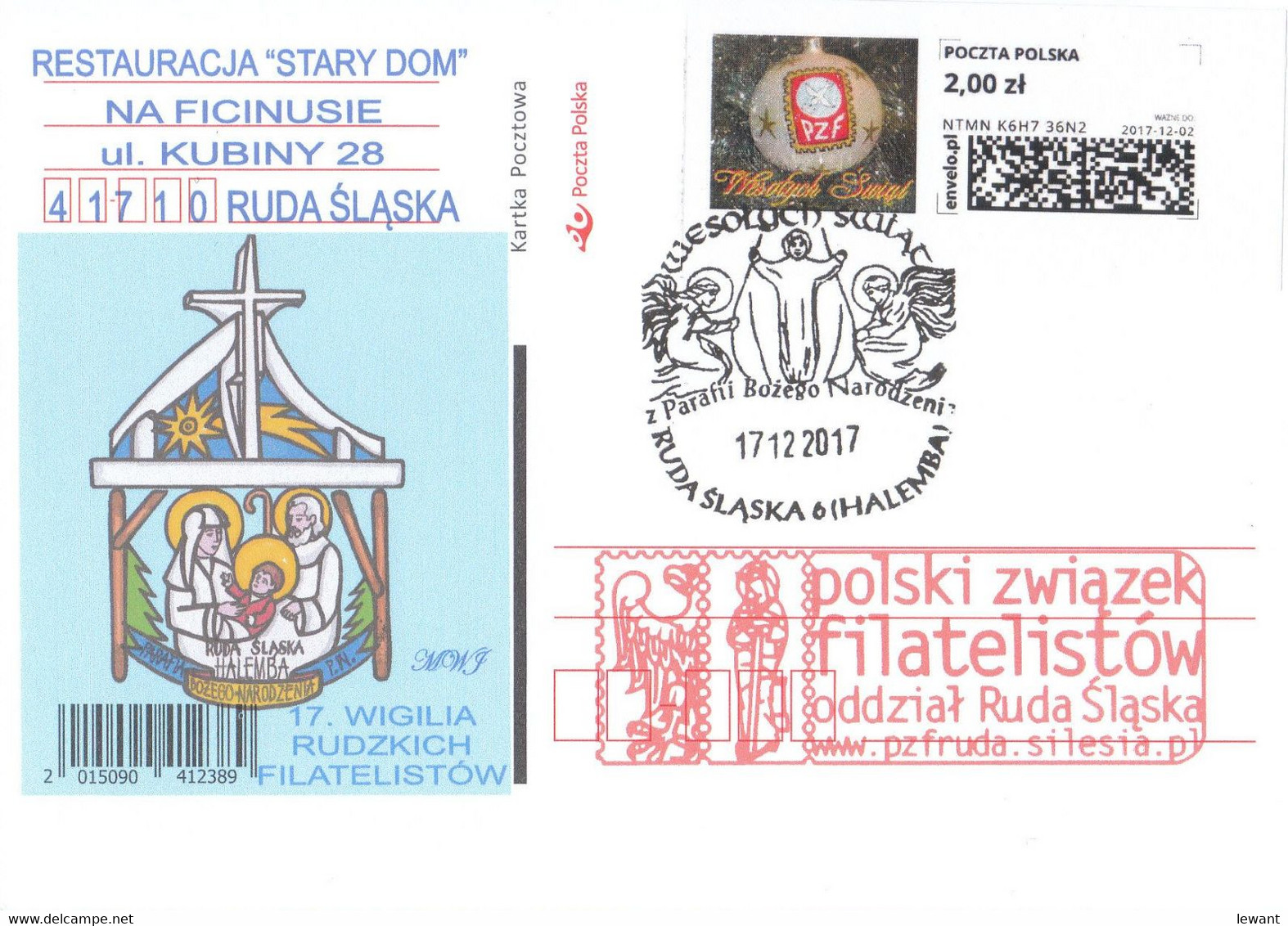 POLAND Envelo Stamp Ruda Slaska - Christmas 2017- POWA - Briefe U. Dokumente