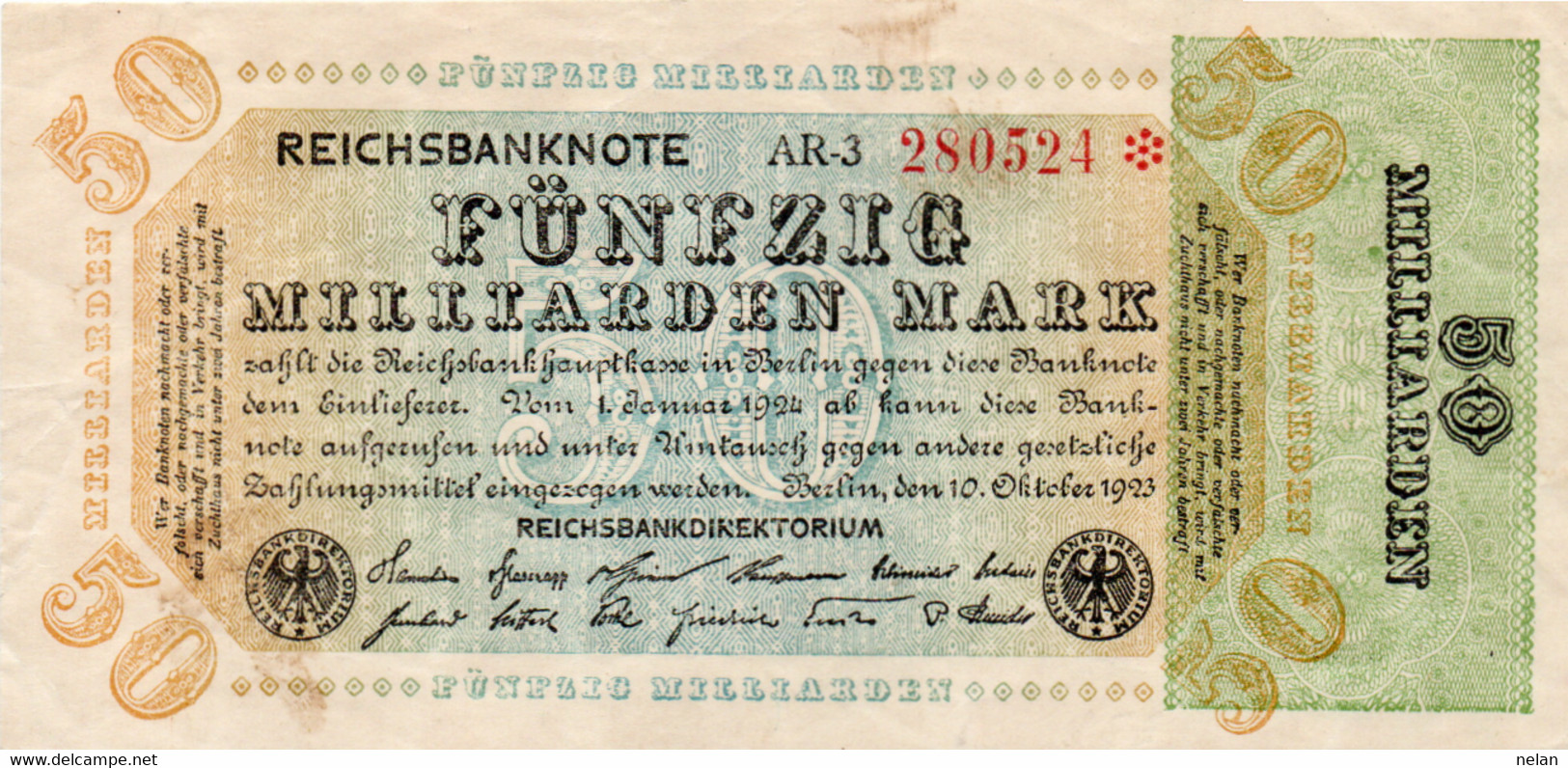 GERMANIA  - 50 MILLIARDEN MARK  1923 - P-120c, Ros:R-117e  XF++ - 50 Milliarden Mark