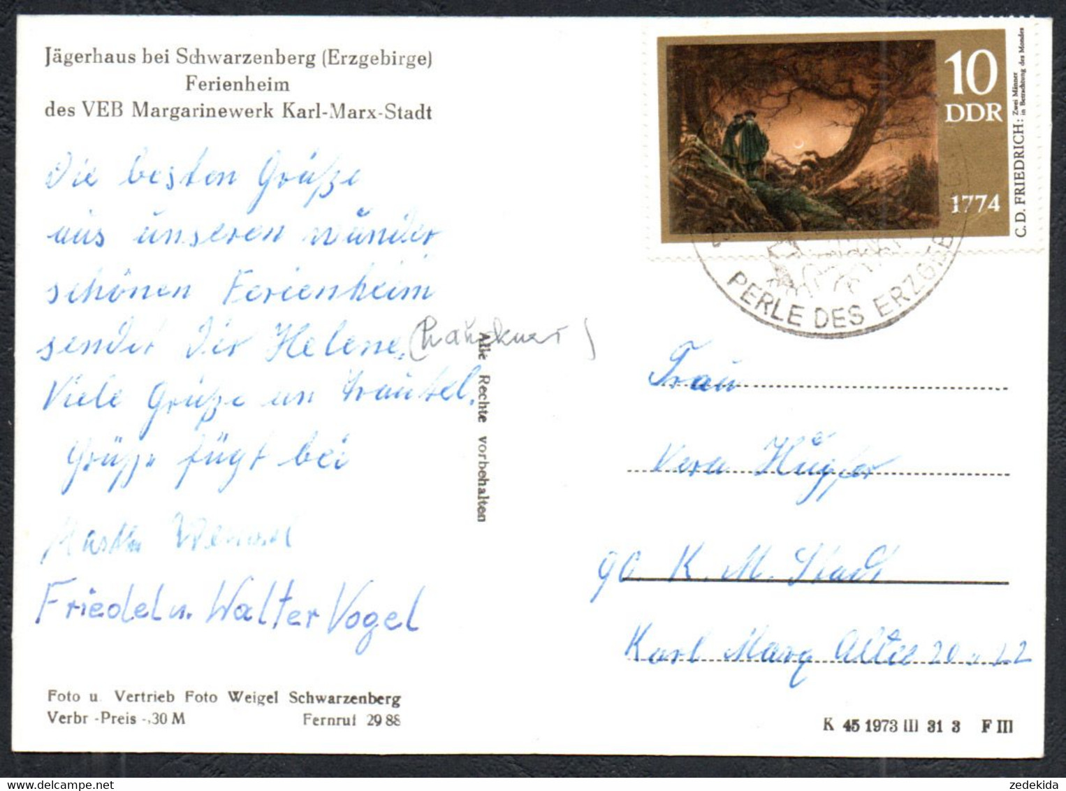 F8671 - Schwarzenberg Jägerhaus Ferienheim VEB Margarinewerk Karl Marx Stadt - Verlag Weigel - Schwarzenberg (Erzgeb.)