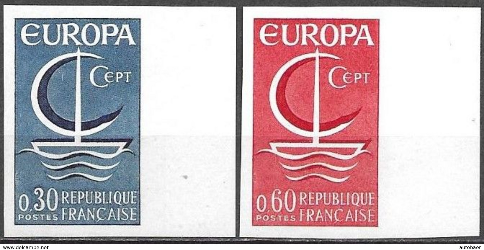 Frankreich France 1966 Europa Cept Michel No. 1556-57 Yvert 1490-91 MNH Neuf Mint Postfrisch ** Ungezähnt Non-dentelé - 1961-1970