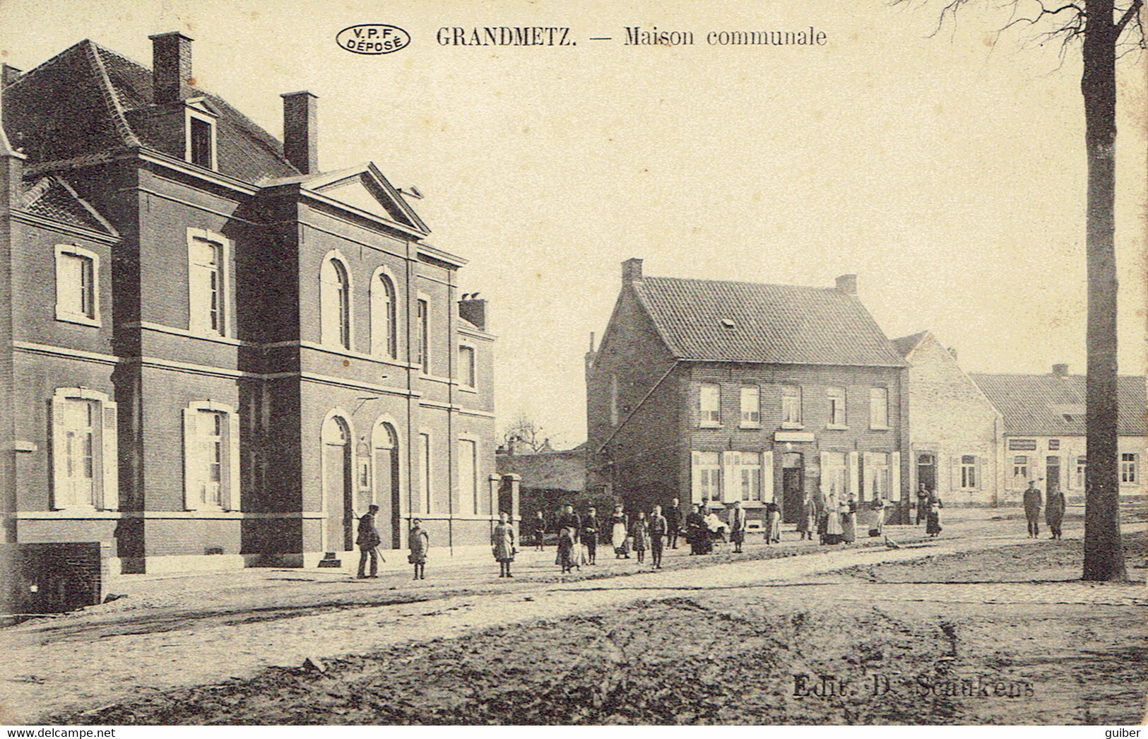 Grandmetz Maison Communale Grand Place Animation Relais Au Verso 1913 - Leuze-en-Hainaut