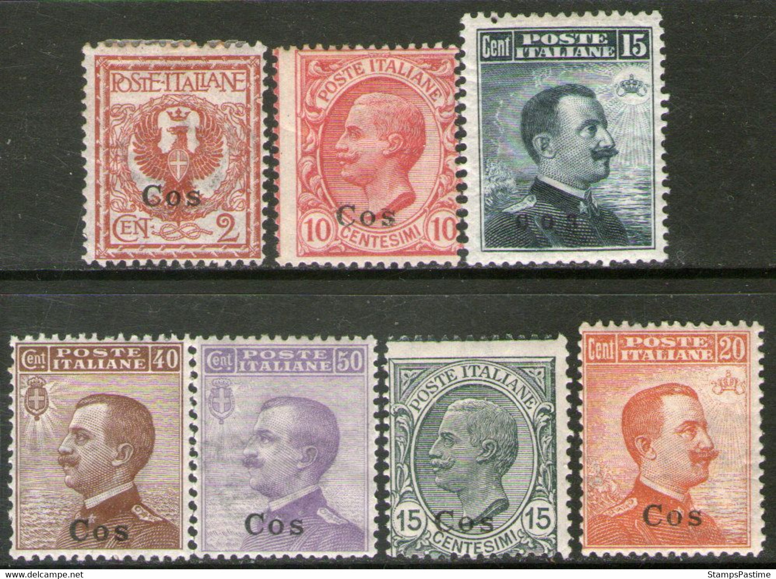 EGEO (AEGEAN) COS = COLONIA ITALIANA 7 Sellos RESELLADOS 1912-22 – Valorizados En Catálogo U$S 84.70 - Egée (Coo)