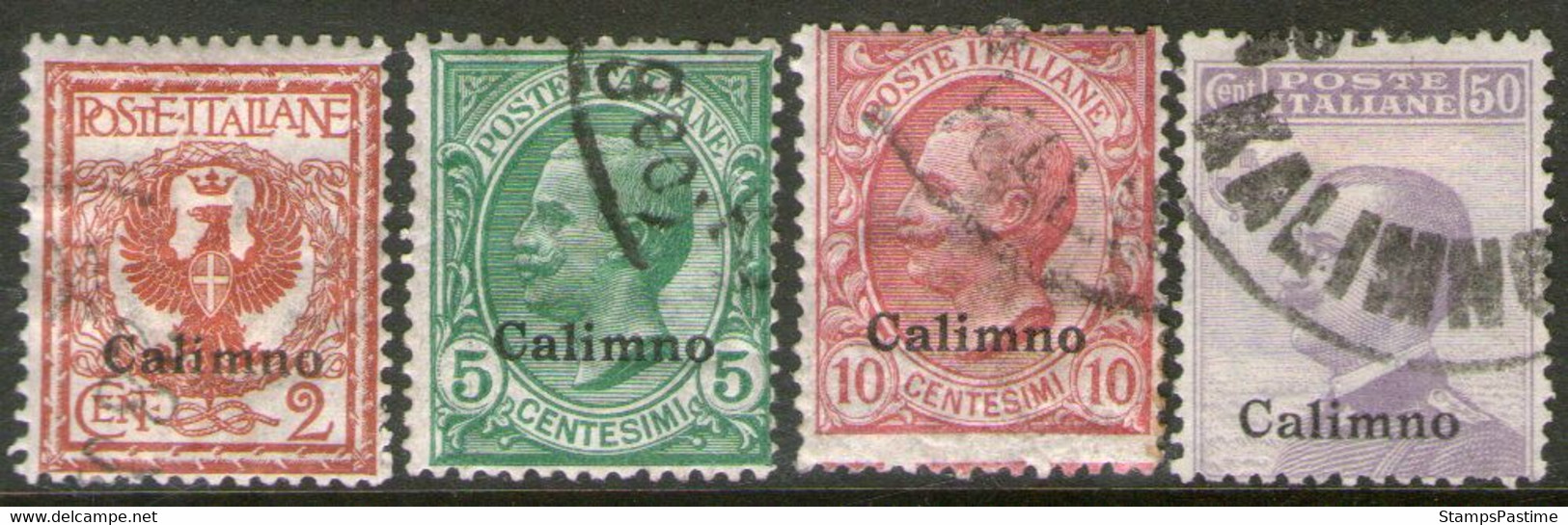 EGEO (AEGEAN) CALINO = COLONIA ITALIANA: Serie X 4 Sellos RESELLADOS Años 1912-16 – Valorizada En Catálogo U$S 47.50 - Egée (Calino)