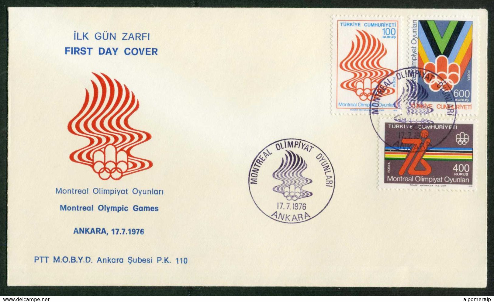 Türkiye 1976 Montreal Summer Olympic Games Mi 2398-2400 FDC - Briefe U. Dokumente