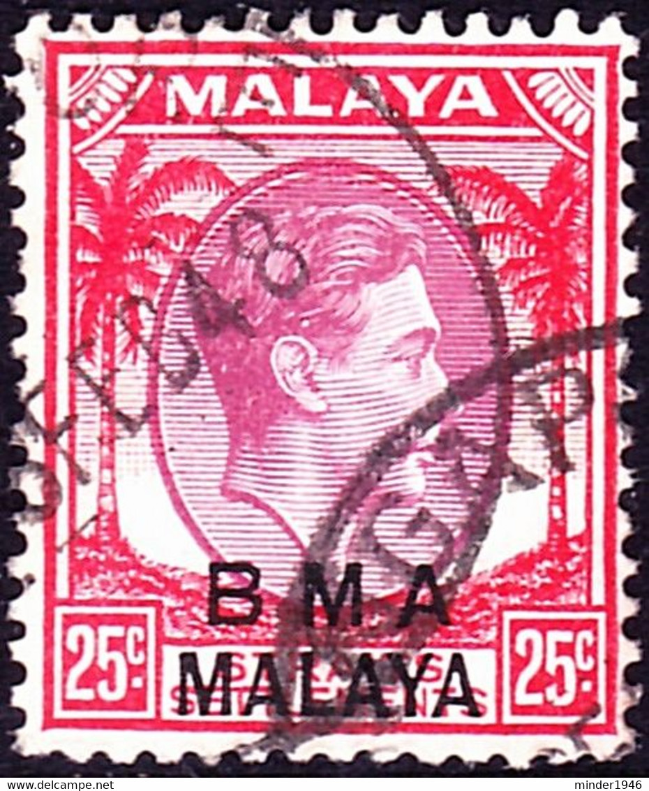 MALAYA BMA 1948 KGVI 25c Dull Purple & Scarlet, Chalk Surfaced SG13 FU - Malaya (British Military Administration)