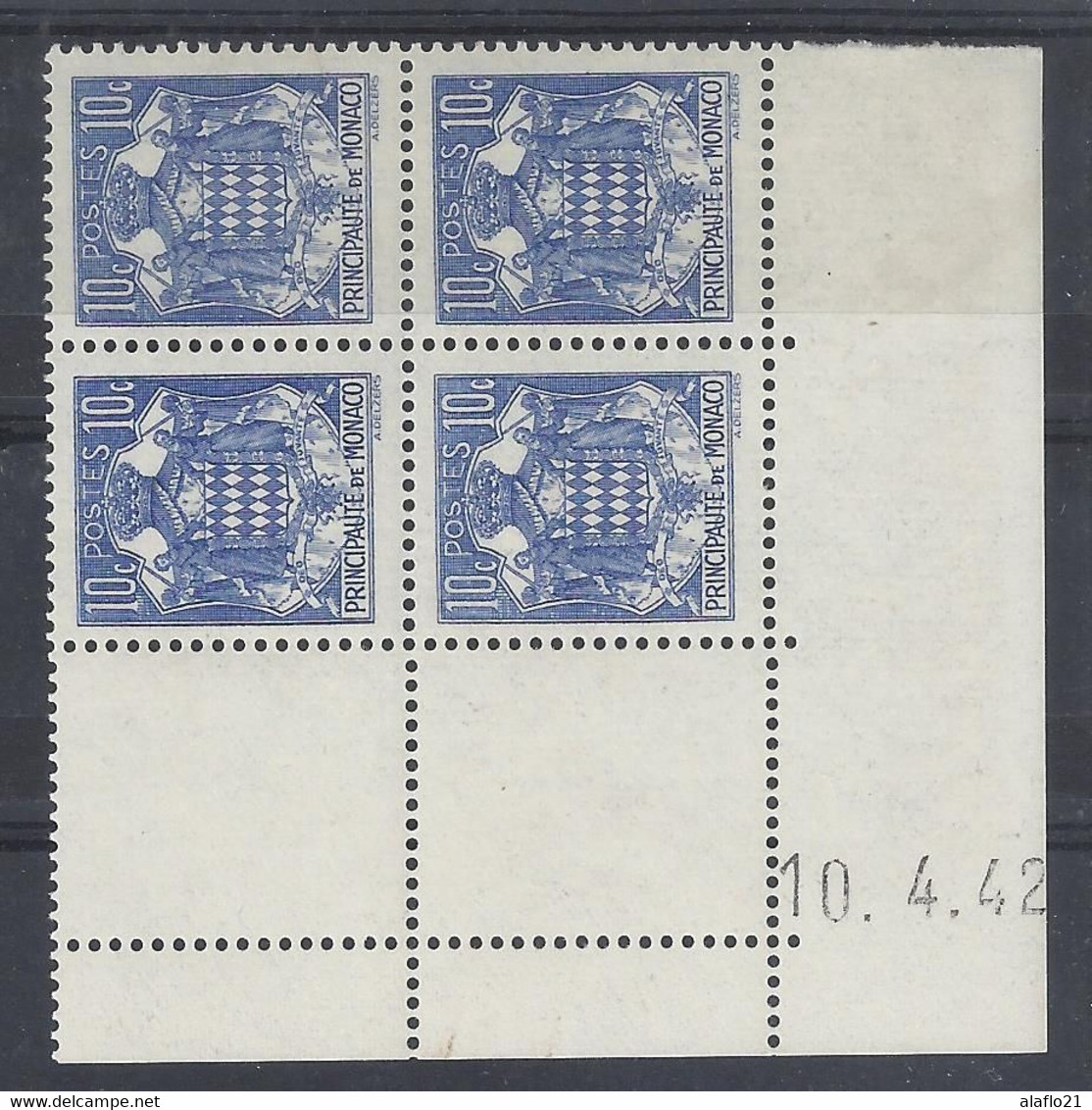 MONACO N° 158 - Bloc De 4 COIN DATE - NEUF SANS CHARNIERE - 10/4/42 - Unused Stamps