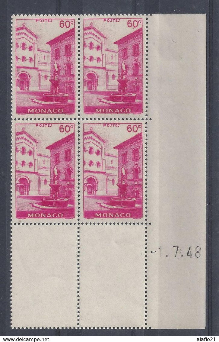 MONACO N° 308 - Bloc De 4 COIN DATE - NEUF SANS CHARNIERE - 1/7/48 - Unused Stamps